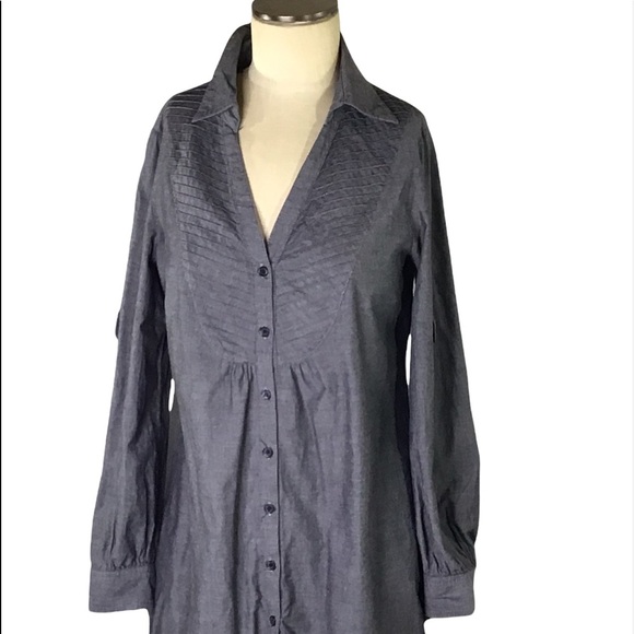 Industry 212 Grey Pleated Button Down Shirt, M, EUC - Picture 1 of 5